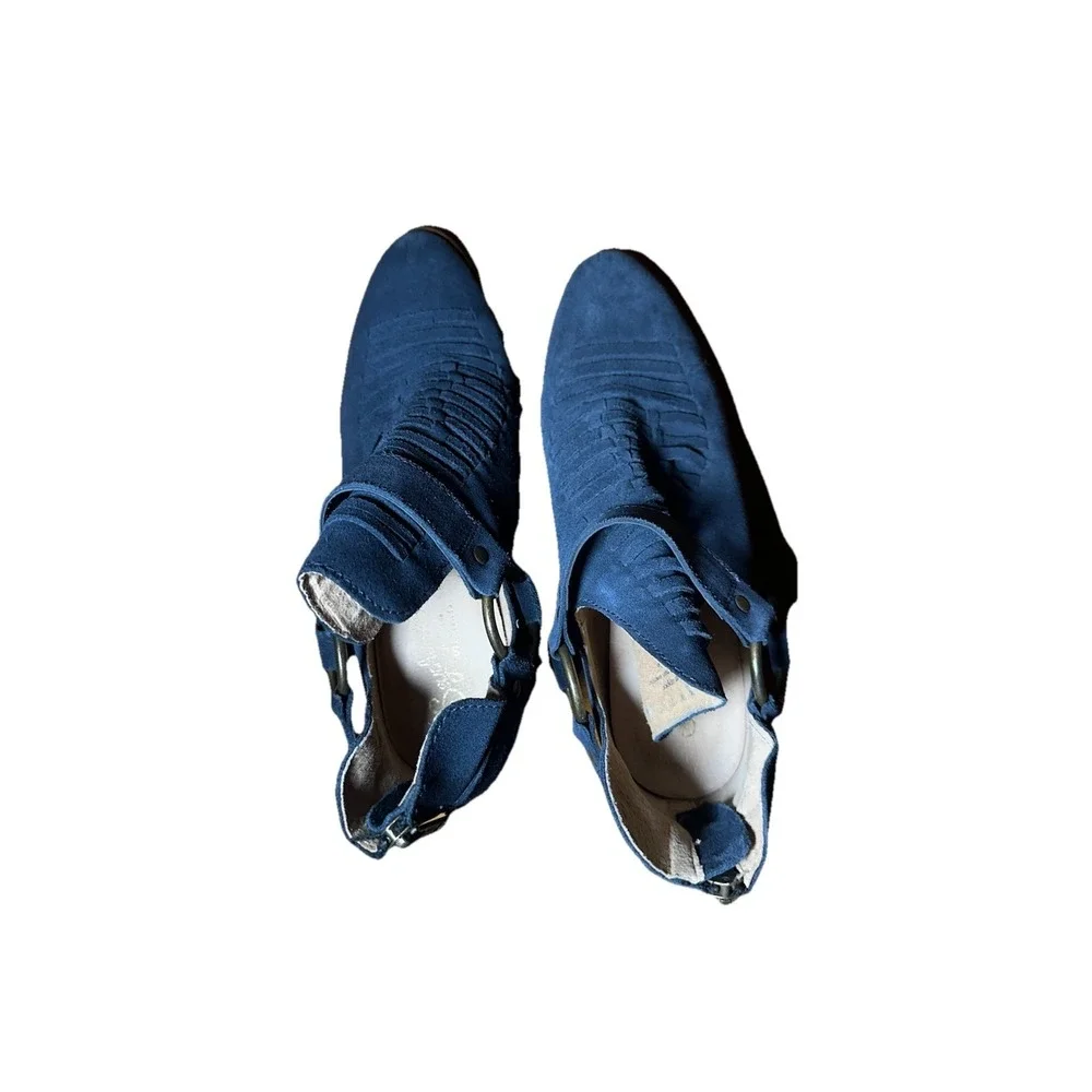 Seychelles Los Angeles Leather Women's Heeled Ankle Boots Size‎ 8 Navy Blue Boho